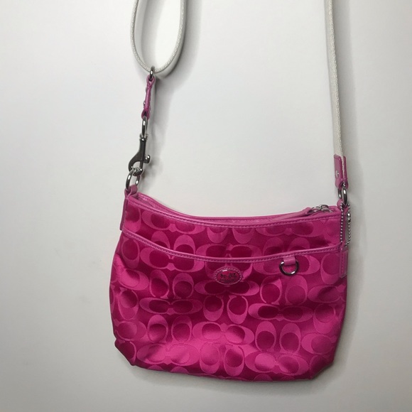 Coach Hot Pink Monogram Canvas Crossbody Bag - Picture 12 of 16